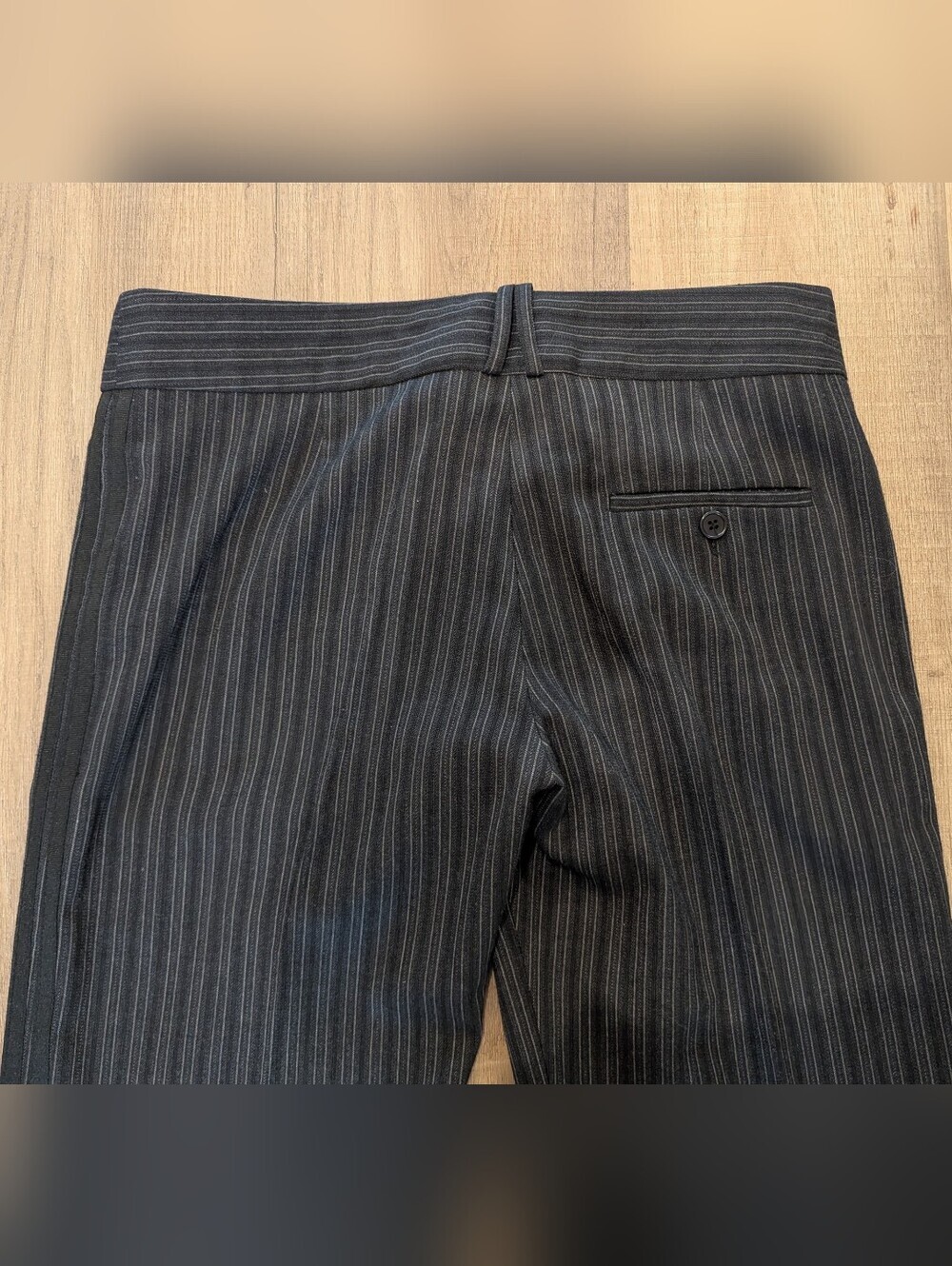 BCBGMaxAzria Gray Pinstripe Wide-Leg Trousers With Black Stripes - Picture 6 of 8
